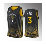 Men's Golden State Warriors #3 Chris Paul Black City Edition Stitched Basketball Jersey