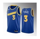 Men's Golden State Warriors #3 Chris Paul Blue Classic Edition Stitched Basketball Jersey