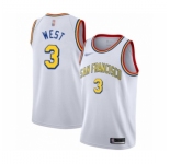 Men's Golden State Warriors #3 David West Authentic White Hardwood Classics Basketball Jersey - San Francisco Classic Edition