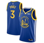 Men's Golden State Warriors #3 Jordan Poole 2022 Royal 75th Anniversary Stitched Jersey