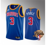 Mens Golden State Warriors #3 Jordan Poole 2022 Royal NBA Finals Stitched Jersey