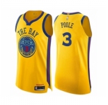 Men's Golden State Warriors #3 Jordan Poole Authentic Gold Basketball Jersey - City Edition