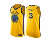 Men's Golden State Warriors #3 Jordan Poole Authentic Gold Basketball Jersey - City Edition
