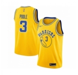 Men's Golden State Warriors #3 Jordan Poole Authentic Gold Hardwood Classics Basketball Jersey