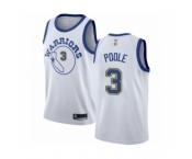 Men's Golden State Warriors #3 Jordan Poole Authentic White Hardwood Classics Basketball Jersey