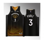 Men's Golden State Warriors #3 Jordan Poole Black 2022-23 City edition Stitched Basketball Jersey