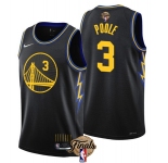 Men's Golden State Warriors #3 Jordan Poole Black 2022 Finals Stitched Jersey