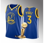 Mens Golden State Warriors #3 Jordan Poole Royal 2022 NBA Finals Champions Stitched Jersey