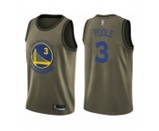 Men's Golden State Warriors #3 Jordan Poole Swingman Green Salute to Service Basketball Jersey