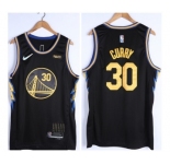 Men's Golden State Warriors #30 Stephen Curry 75th Anniversary Black Stitched Basketball Jersey