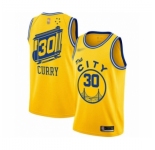 Men's Golden State Warriors #30 Stephen Curry Authentic Gold Hardwood Classics Basketball Jersey - The City Classic Edition