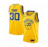 Men's Golden State Warriors #30 Stephen Curry Authentic Gold Hardwood Classics Basketball Jersey