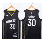 Men's Golden State Warriors #30 Stephen Curry Black 75th Anniversary Stitched Jersey
