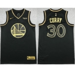 Men's Golden State Warriors #30 Stephen Curry Black Gold Stitched Jersey