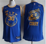 Men's Golden State Warriors #30 Stephen Curry  Blue Basketball Jersey 2020-2021 City Edition Basketball Jersey