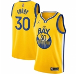 Men's Golden State Warriors #30 Stephen Curry Jordan Brand Gold 2020-21 Swingman Jersey