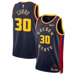 Men's Golden State Warriors #30 Stephen Curry Navy 2024-25 City Edition Stitched Basketball Jersey