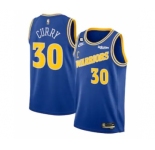 Men's Golden State Warriors #30 Stephen Curry Royal With No.6 Patch Stitched Jersey