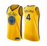 Men's Golden State Warriors #4 Omari Spellman Authentic Gold Basketball Jersey - City Edition