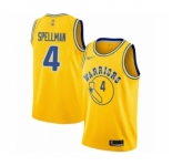 Men's Golden State Warriors #4 Omari Spellman Authentic Gold Hardwood Classics Basketball Jersey
