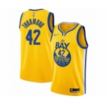Men's Golden State Warriors #42 Nate Thurmond Authentic Gold Finished Basketball Jersey - Statement Edition