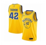 Men's Golden State Warriors #42 Nate Thurmond Authentic Gold Hardwood Classics Basketball Jersey