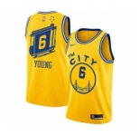 Men's Golden State Warriors #6 Nick Young Authentic Gold Hardwood Classics Basketball Jersey - The City Classic Edition