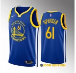 Men's Golden State Warriors #61 Pat Spencer Blue Icon Edition Stitched Basketball Jersey