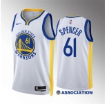 Men's Golden State Warriors #61 Pat Spencer White Association Edition Stitched Basketball Jersey