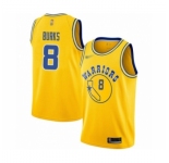 Men's Golden State Warriors #8 Alec Burks Authentic Gold Hardwood Classics Basketball Jersey