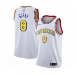 Men's Golden State Warriors #8 Alec Burks Authentic White Hardwood Classics Basketball Jersey - San Francisco Classic Edition