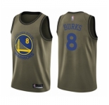 Men's Golden State Warriors #8 Alec Burks Swingman Green Salute to Service Basketball Jersey
