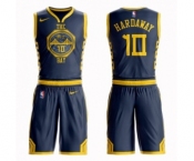 Men's Nike Golden State Warriors #10 Tim Hardaway Authentic Navy Blue NBA Suit Jersey - City Edition