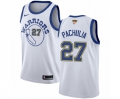 Men's Nike Golden State Warriors #27 Zaza Pachulia Authentic White Hardwood Classics 2018 NBA Finals Bound NBA Jersey