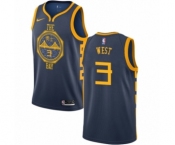 Men's Nike Golden State Warriors #3 David West Swingman Navy Blue NBA Jersey - City Edition