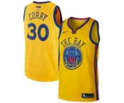 Men's Nike Golden State Warriors #30 Stephen Curry Authentic Gold 2018 NBA Finals Bound NBA Jersey - City Edition