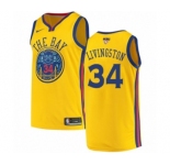 Men's Nike Golden State Warriors #34 Shaun Livingston Authentic Gold 2018 NBA Finals Bound NBA Jersey - City Edition