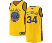 Men's Nike Golden State Warriors #34 Shaun Livingston Authentic Gold 2018 NBA Finals Bound NBA Jersey - City Edition