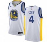 Men's Nike Golden State Warriors #4 Quinn Cook Authentic White NBA Jersey - Association Edition