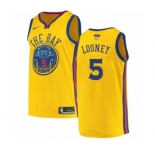 Men's Nike Golden State Warriors #5 Kevon Looney Authentic Gold 2018 NBA Finals Bound NBA Jersey - City Edition
