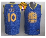 NBA Golden State Warrlors #10 David Lee Blue Crazy Light The Finals Patch Stitched Jerseys