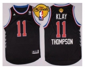 NBA Golden State Warrlors #11 Klay Thompson Black 2015 All Star The Finals Patch Stitched Jersey