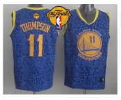 NBA Golden State Warrlors #11 Klay Thompson Blue Crazy Light The Finals Patch Stitched Jerseys
