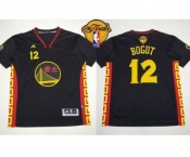 NBA Golden State Warrlors #12 Andrew Bogut Black Slate Chinese New Year The Finals Patch Stitched Jerseys