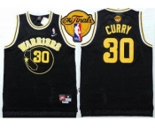 NBA Golden State Warrlors #30 Stephen Curry Black Nike Throwback The Finals Patch Stitched Jerseys