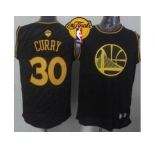 NBA Golden State Warrlors #30 Stephen Curry Black Precious Metals Fashion The Finals Patch Stitched Jerseys