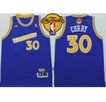 NBA Golden State Warrlors #30 Stephen Curry Blue Throwback The Finals Patch Stitched Jerseys
