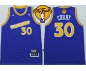 NBA Golden State Warrlors #30 Stephen Curry Blue Throwback The Finals Patch Stitched Jerseys