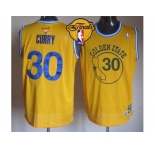 NBA Golden State Warrlors #30 Stephen Curry Gold New Throwback The Finals Patch Stitched Jerseys