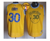 NBA Golden State Warrlors #30 Stephen Curry Gold New Throwback The Finals Patch Stitched Jerseys
